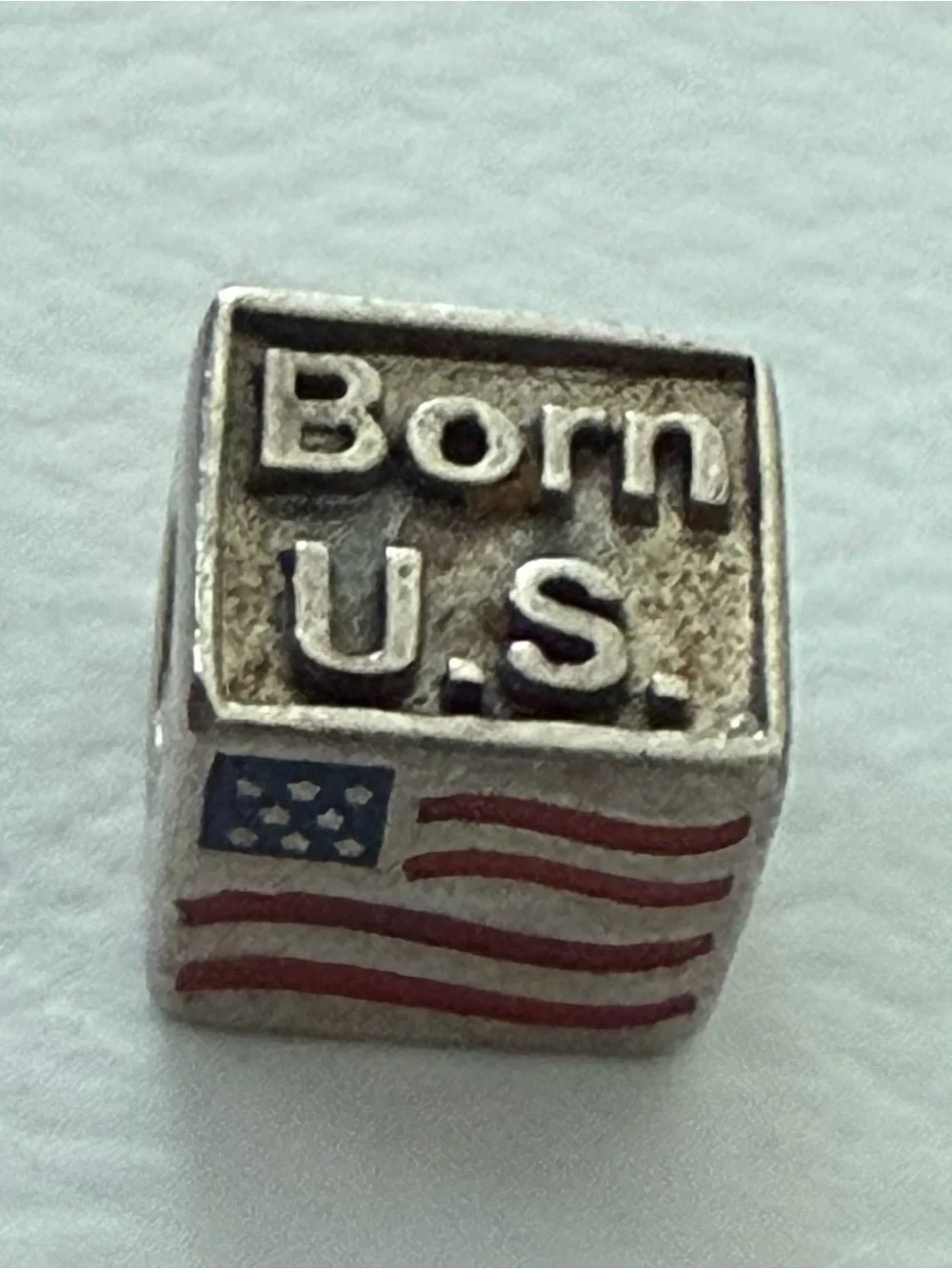 BORN USA United States Flag 100% IRISH Silver Tone Bead Charm NOT PANDORA